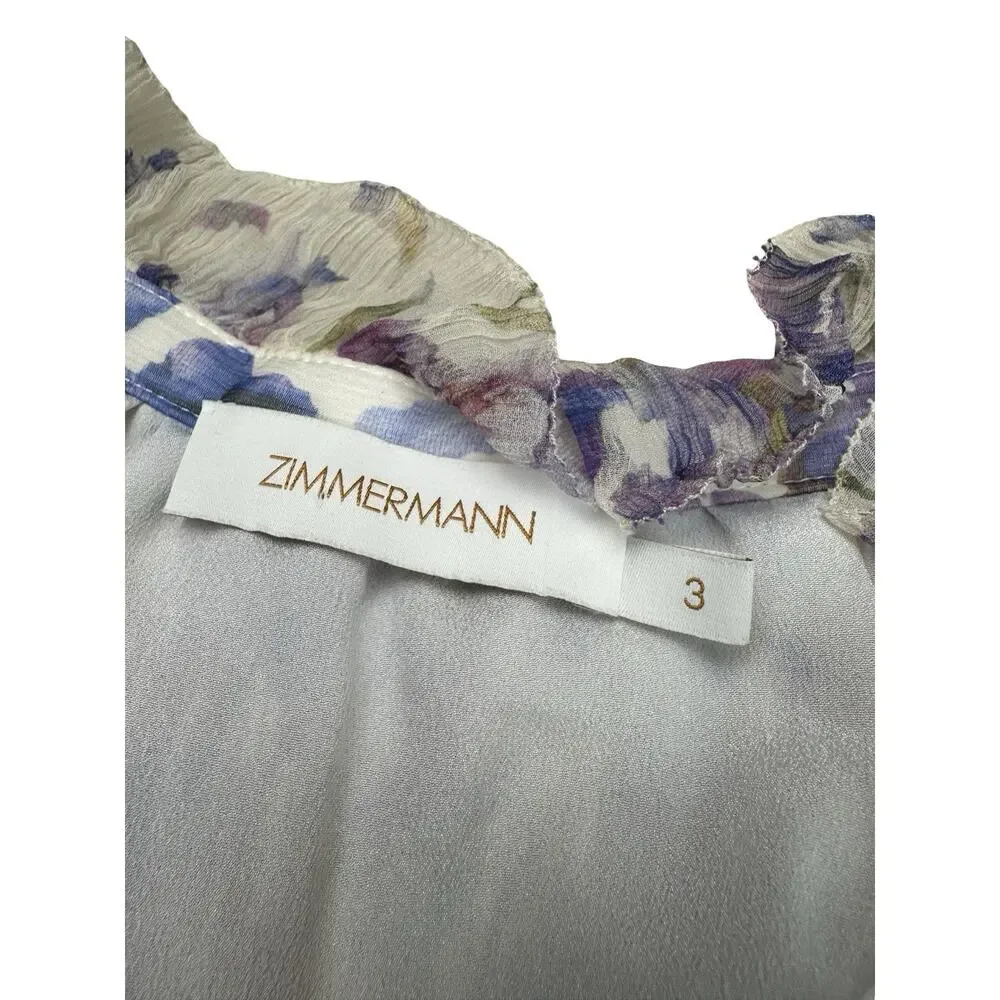 Zimmermann Tama Iris Silk Playsuit Romper Floral Ruffle Button Front No Belt 3 - Picture 6 of 13